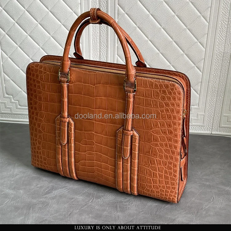 Luxury designer high quality handmade real exotic skin genuine crocodile leather briefcase and men business bag