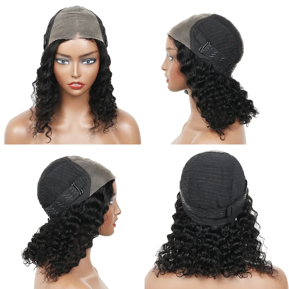 Naturschwaarz Déifwelle-Spëtzefront-Perück Mënschlech Hoer 180% Dicht Klebstofflos Wear and Go Pre Plucked Pre Cut Bob_voghion.com