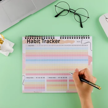 Alternative view of High Quality Office Undated Goal Agenda Daily Monthly Yearly Spiral Journal Planner Habit Tracker