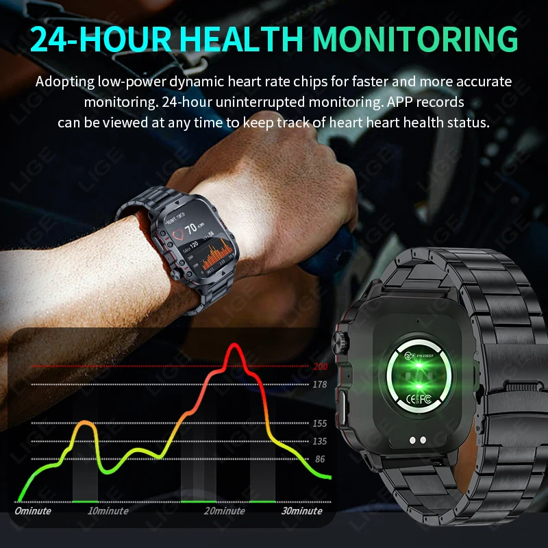 LIGE BW0667 Smart Watch for Men Answer Dial Call Watch Sport Fitness Waterproof Al Voice aperçu 5