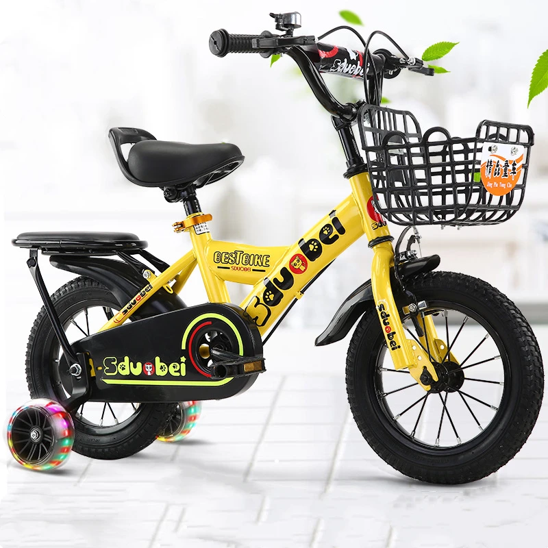 bike with training wheels and basket