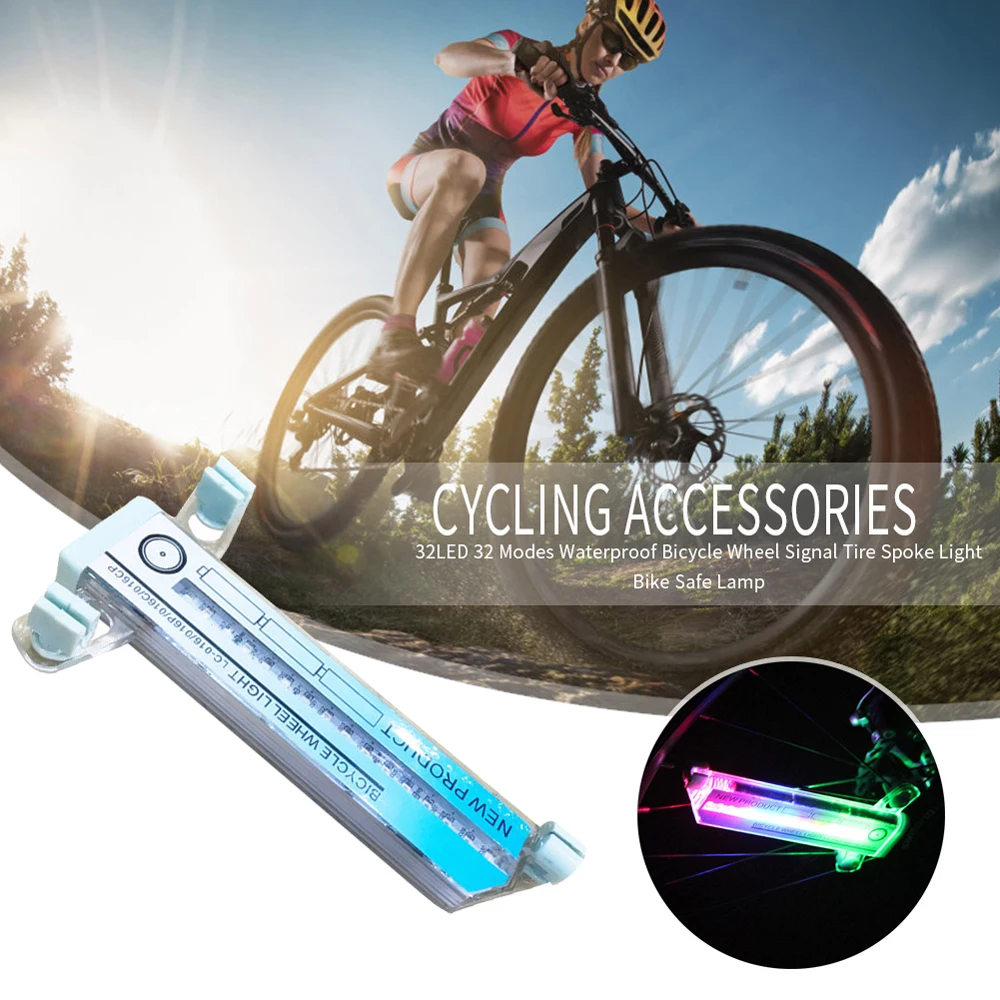 Bike Spoke Lights Battery Powered Easy Installation Bike Wheel Light 32 Patterns Double Sided Colorful Waterproof Frame Leds