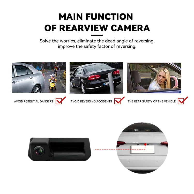 Wemaer OEM Rear View Camera AHD CVBS Wide Angle CCD Parking System Night Vision Car Camera for Audi Porsche Volkswagen Polo manufacture