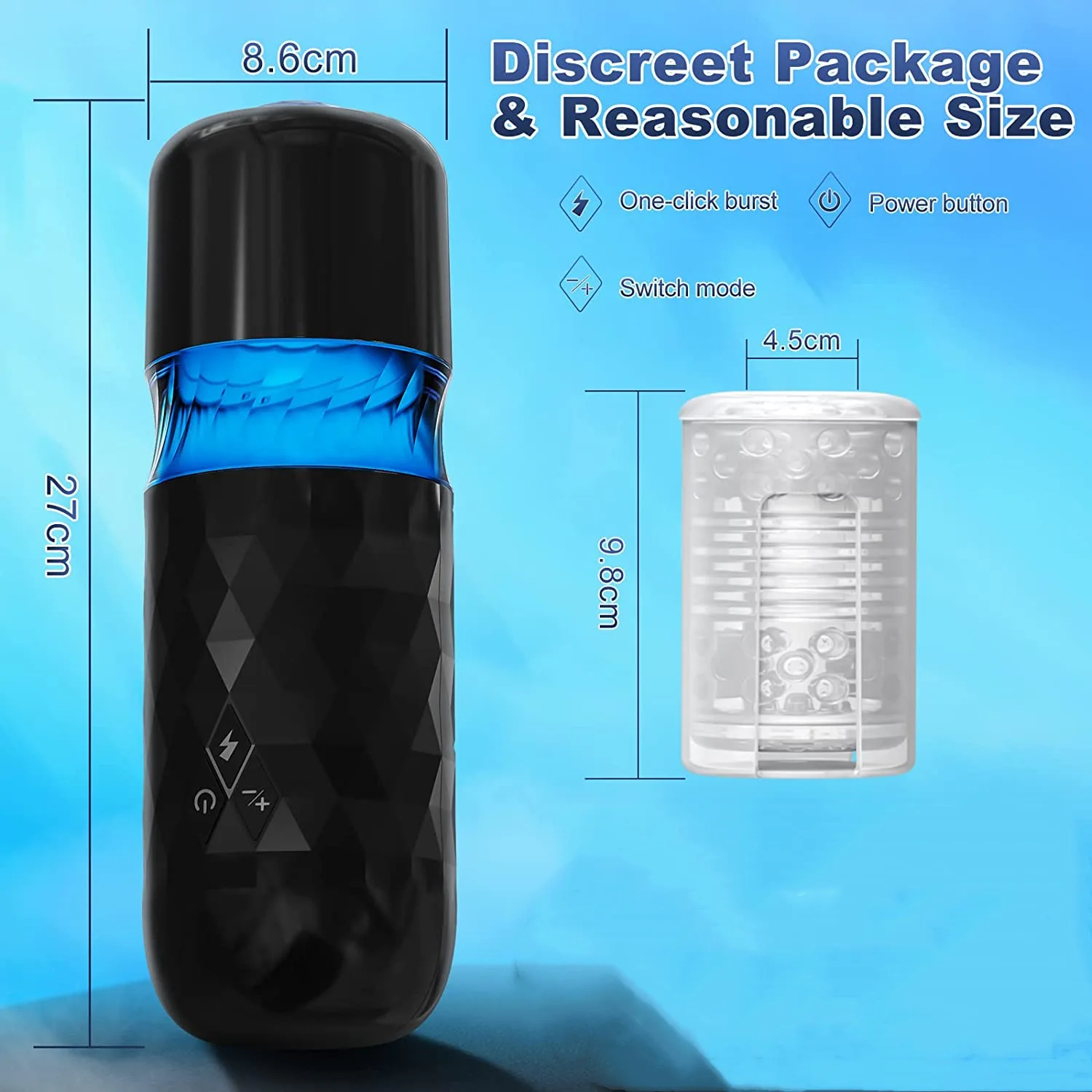 Diamond-Shaped Design Black Rotation Thrusting Automatic Electronic Masturbator Cup Male Masturbation for Man