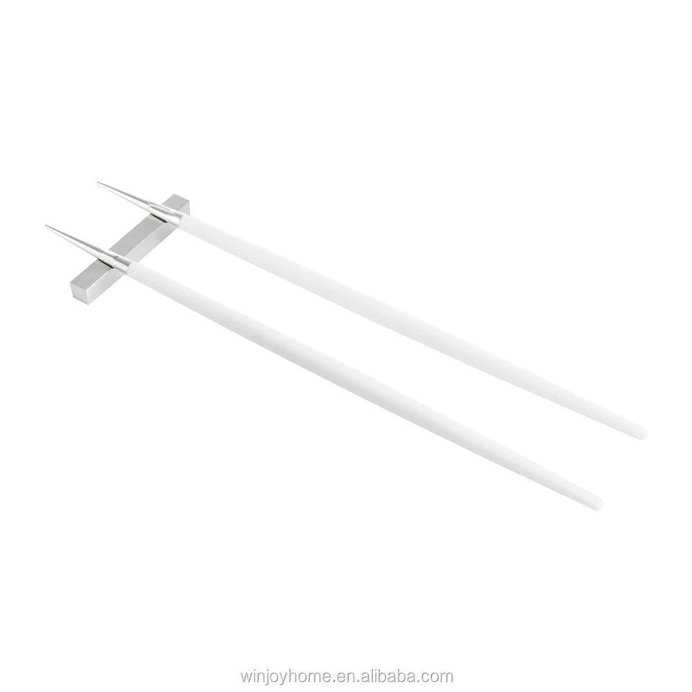 Белая и золотая цветная Корейская каучуковая ручка, металлическая палочка для еды, вилка, ложка с подставкой, набор подставок