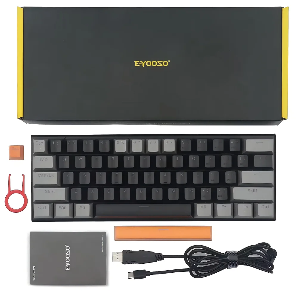 LOW  MOQ  LOGO Customize  Professional 61 Key LED Backlit Mechanical Gaming Keyboard USB Wired 60 Percent Mechanical Keyboard
