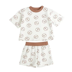 Summer Children Set Print Soft Kids Clothing Sets Short Sleeve Baby Girls Clothing Sets