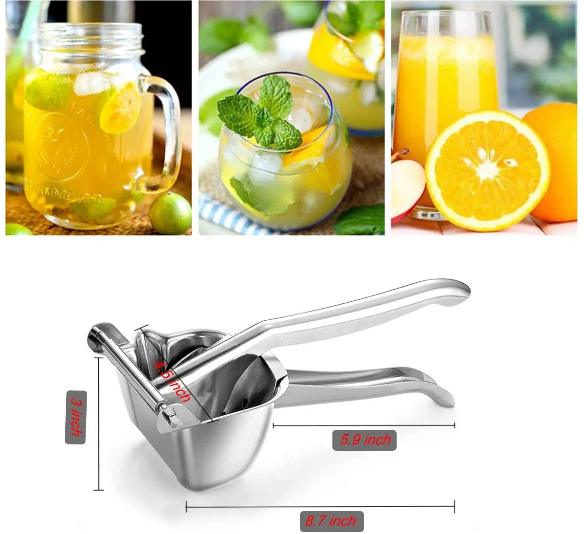 Hand Press Fruit Juicer Rustproof Heavy Duty 304 Stainless Steel Manual ...