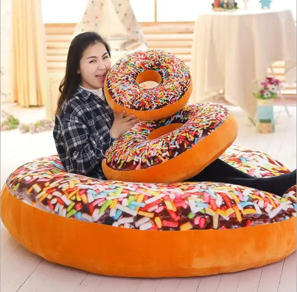 Giant Plush Chocolate Donut Pillow Bed Toy Cute Fun