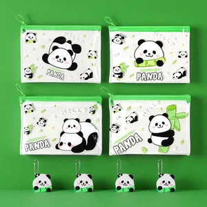 4PCS Panda Print Organizer Set - Student Pencil Case, Toy Storage Bag, Cosmetic Holder & Name Tag