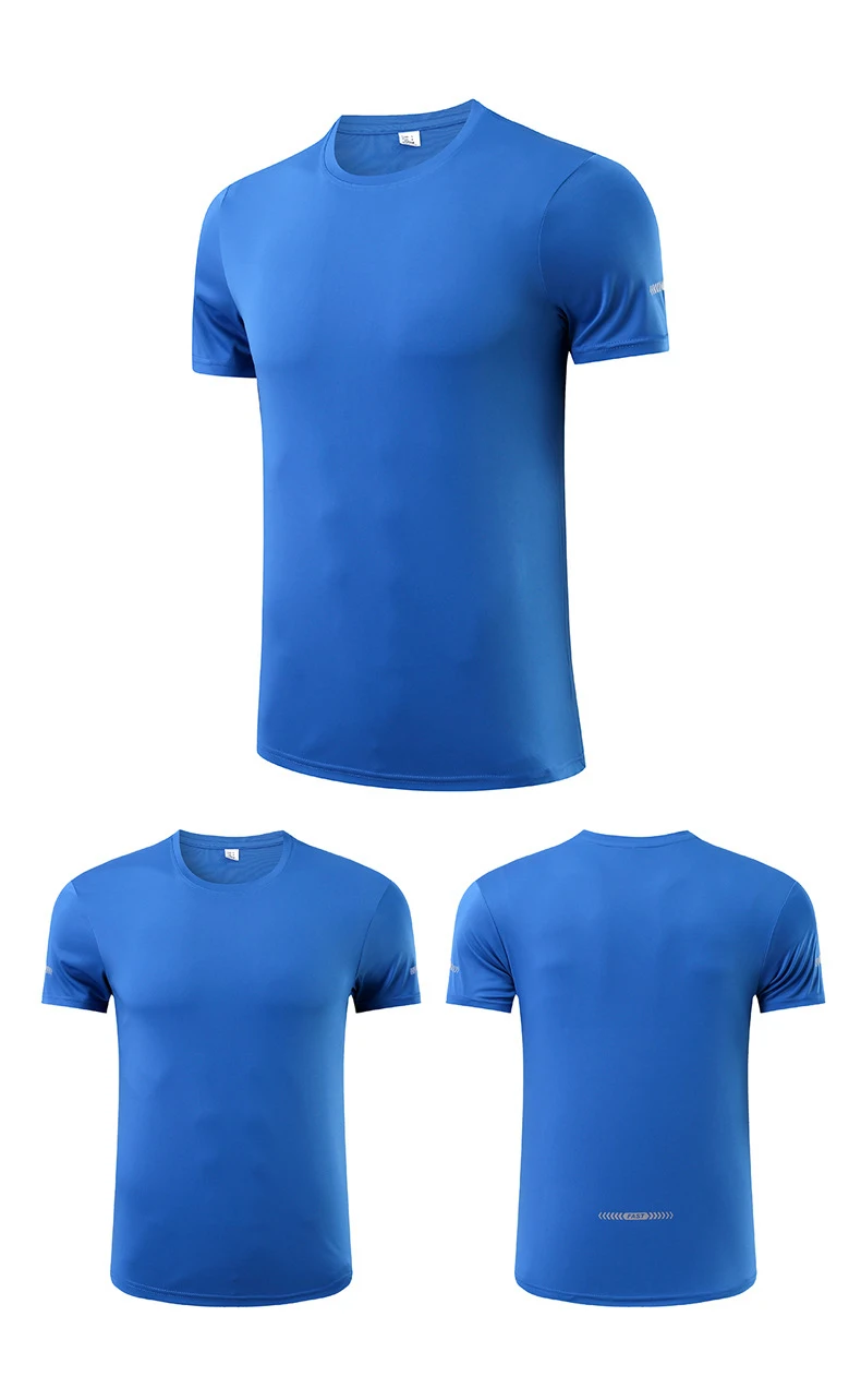 Men Solid Color Dryfit Tshirt Round Neck Stretch Breathable Short ...