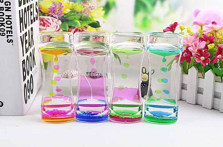 Desk Liquid Motion Spiral Toy Bubble Water Sand Plastic Gel Hourglass ...