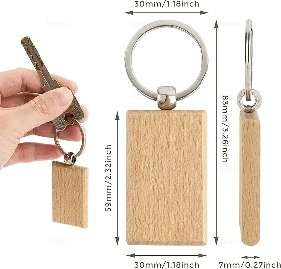 Wholesale Solid Wood Keychain Laser Engraved Logo Round Keyring Promotional Souvenir Ring Custom Personalized Fashion_voghion.com