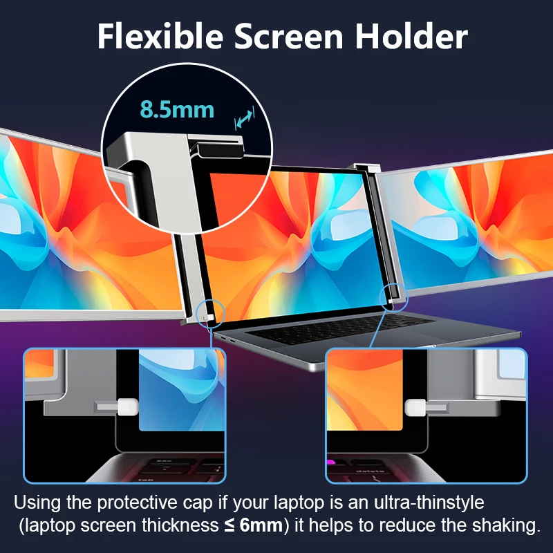Expandable Bracket FHD Plug and Play Portable LED Screen Folding Monitor 15.6 Inch Multi-screen Triple Monitor for Laptops