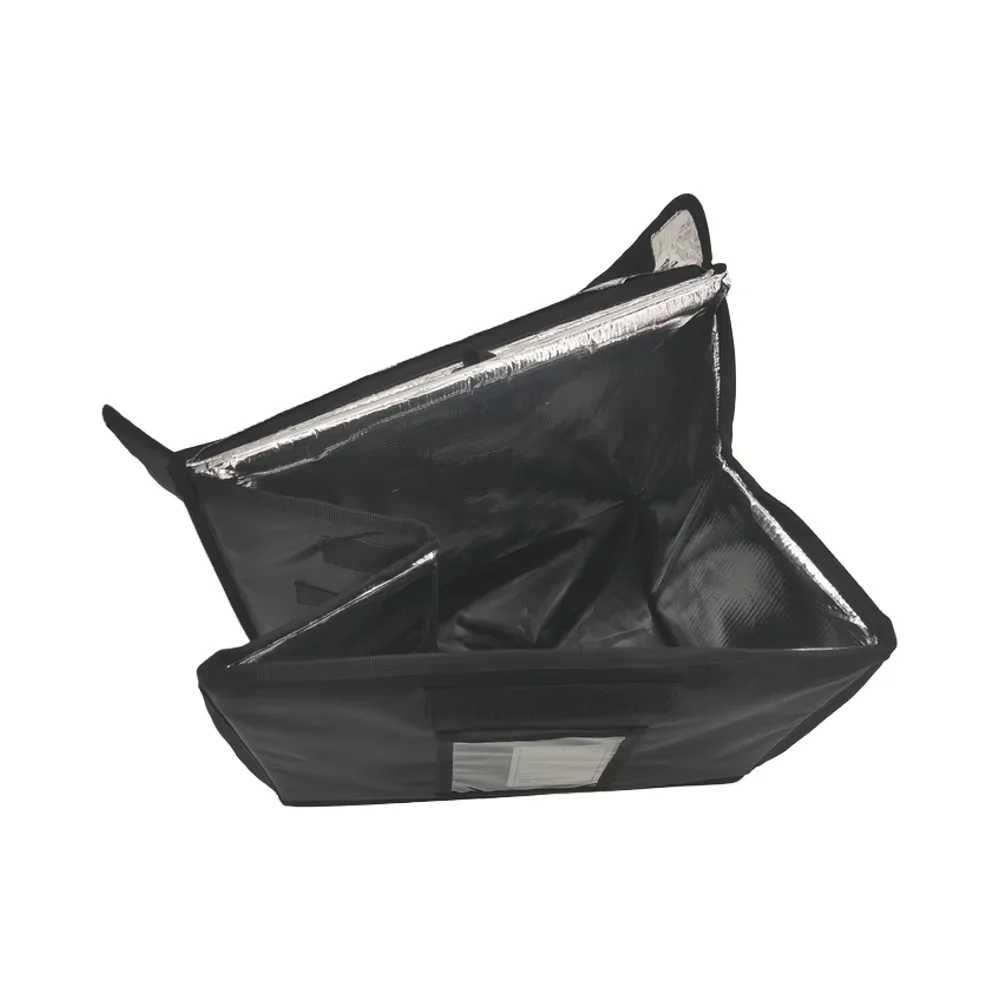 product high quality custom logo polyester for velcro opening cooler bag black reusable insulated lunch box fresh delivery wholesale-7