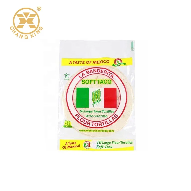 Food Grade Custom Zipper Resealable Tortillas Pizza Packaging Bags
