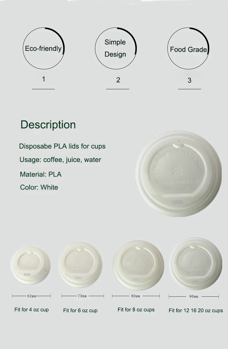 Biodegradable PLA  cup lids For 4oz coffee paper cup lid Milk tea  Eco-friendly Lid supplier