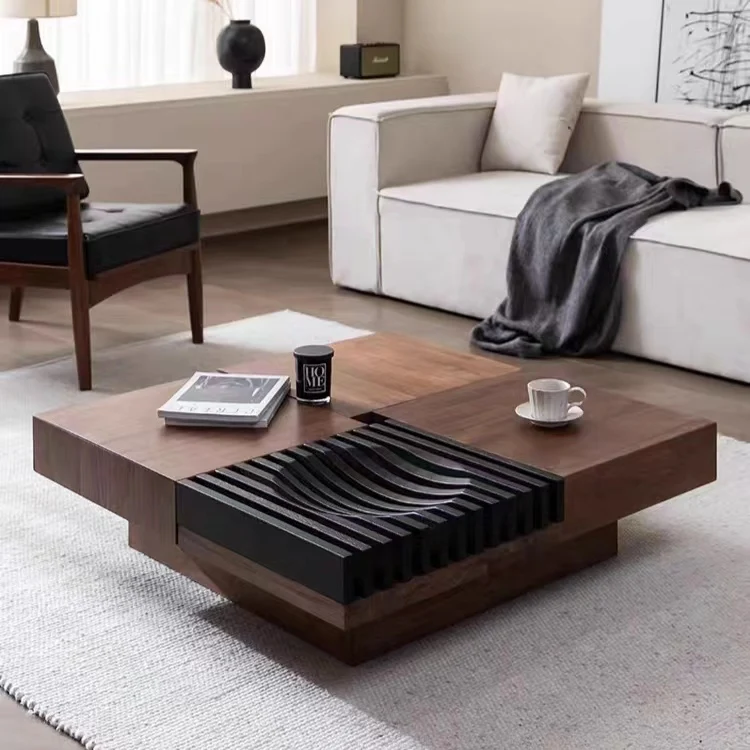 Wooden Coffee Table Luxury Modern Walnut Color Center Tables With ...