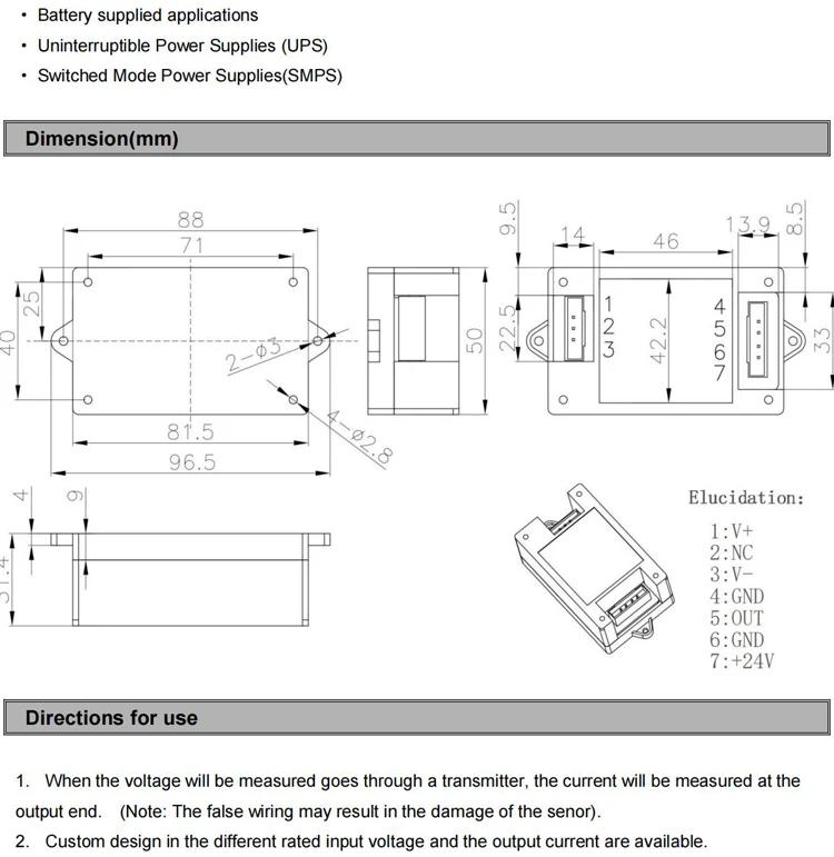 Hall Dc Voltage Transducer QNHV2 100V 200V 300V 500V 1000V Output 4-20mA 5v 10v Current Transformer Dc Voltage Sensor 4 20mA