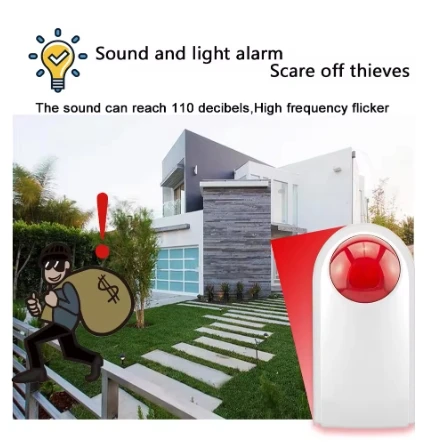 Outdoor Waterproof Wireless Alarm System 120db Hight Decibel Home Alarm System Security Strobe Light Sensor Intelligent Security