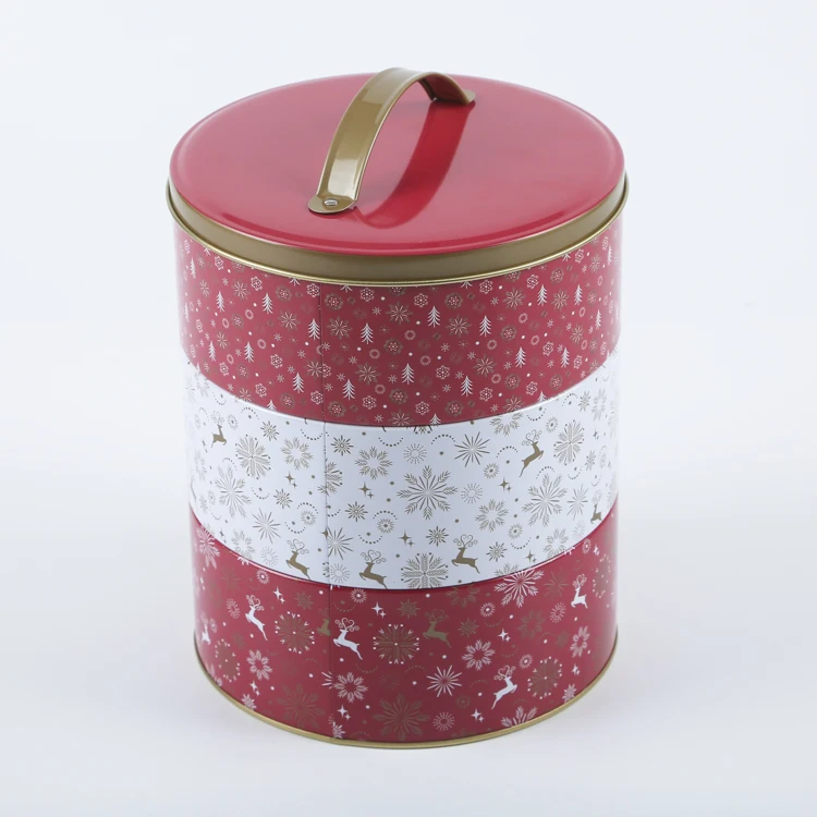 Biscuit Packaging Box Round Three Layer Tin Cookies Box