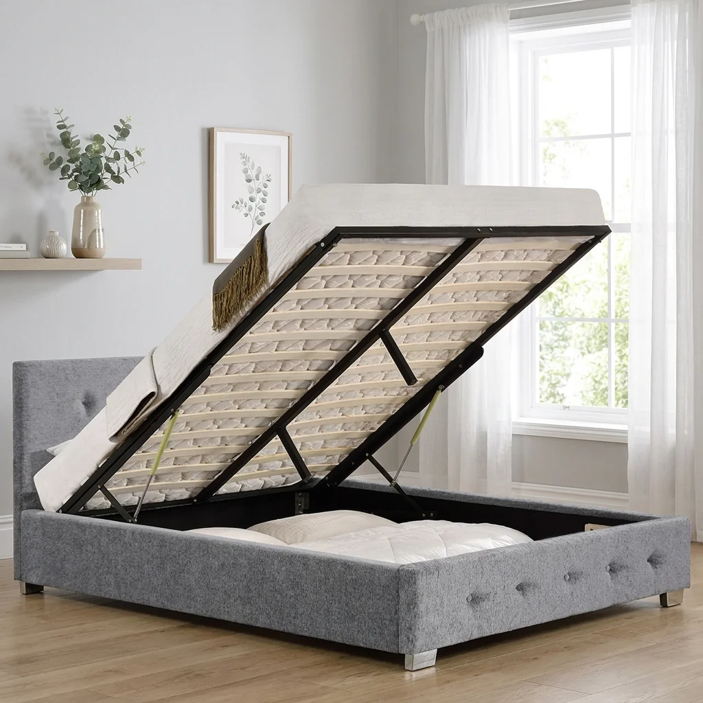 Willsoon Custom Modern Design Double King Size Ottoman Storage Fabric Bed Soft Wooden Frame Bedroom Furniture Supplier