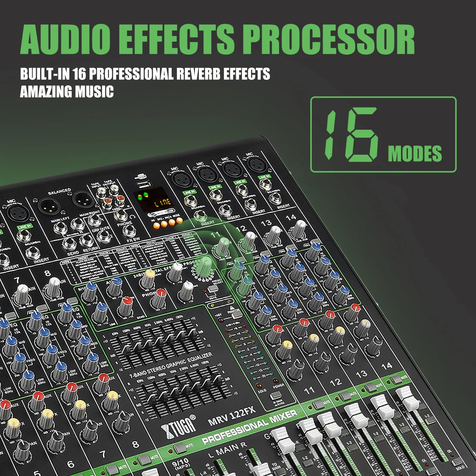 Xtuga 12 Channel USB Digital Audio Video Mixer - Professional DJ