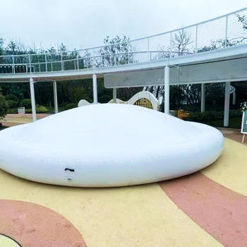 Kids jumping indoor outdoor playground amusement park white bouncing inflatable cloud