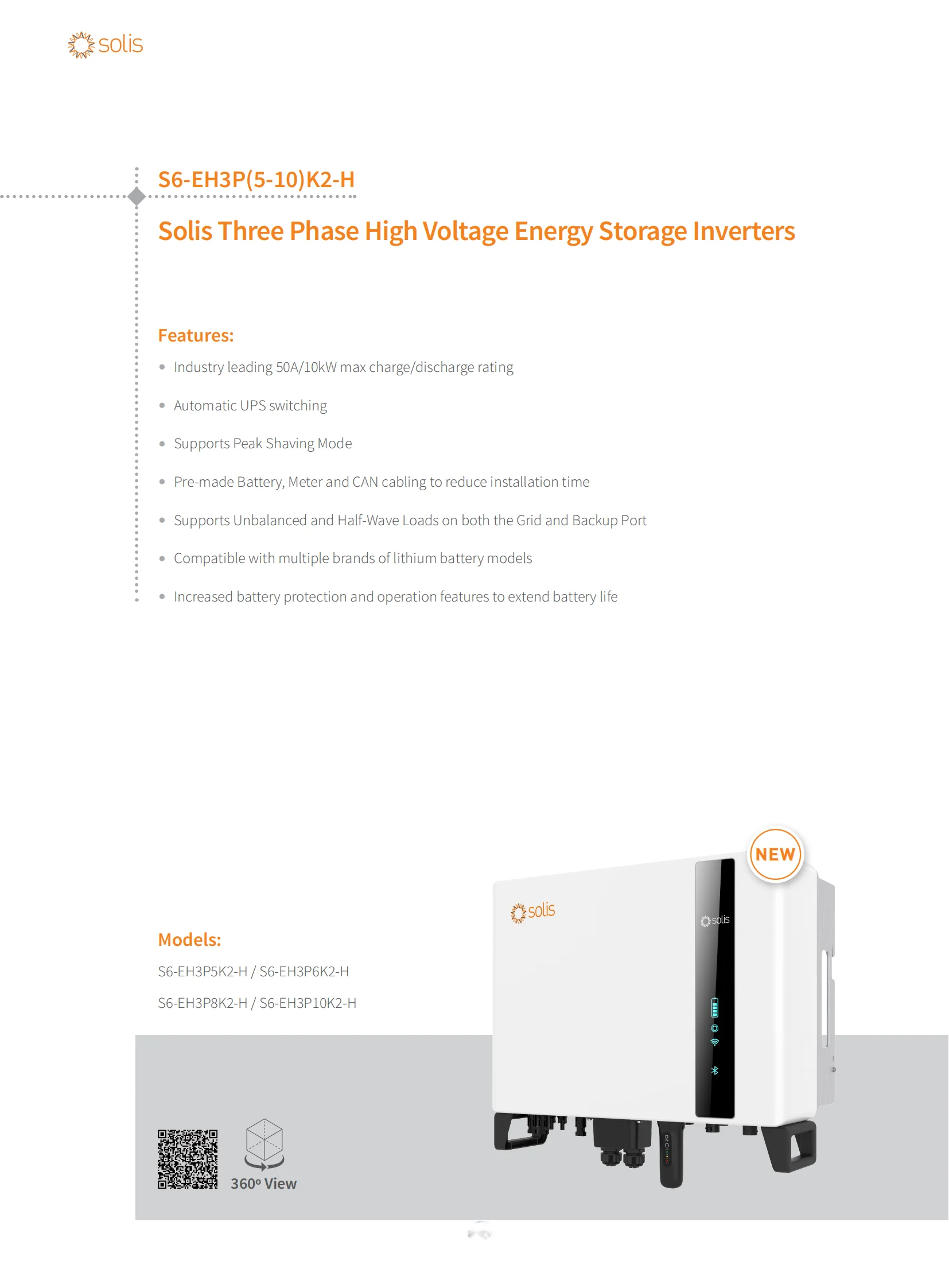 Solis Hybrid Solar Inverter 5kw 6kw 8kw 10kw 3 Phase S6-eh3p(5-10)k2-h ...