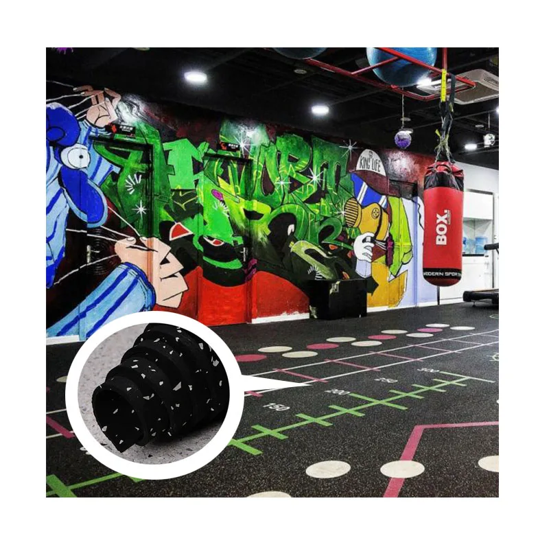 High Quality Anti slip Eco Friendly Crossfit Resilient EPDM Gym Rubber Flooring Roll  for Fitness