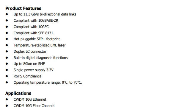 UNIVISO 10G CWDM SFP+ Transceiver SMF| Alibaba.com