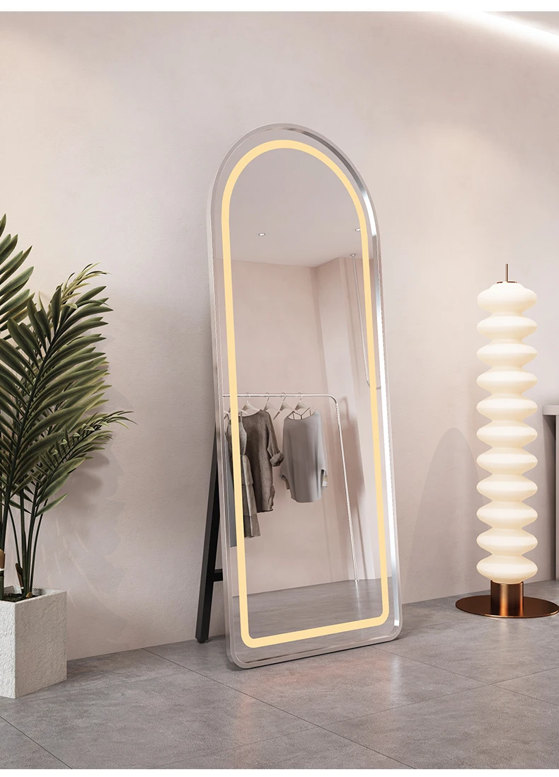 product manufactory led mirror free standing floor wall mounted hanging full body lighted full length mirror with lights-1