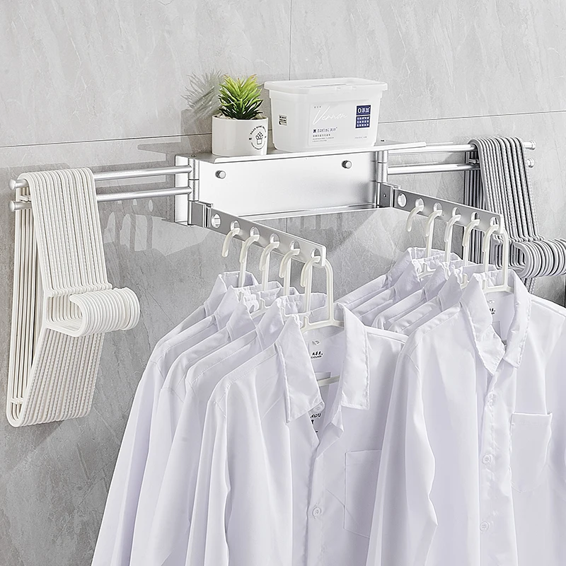 Portable Laundry Aluminum Clothes Drying Rack Black Foldable Wall