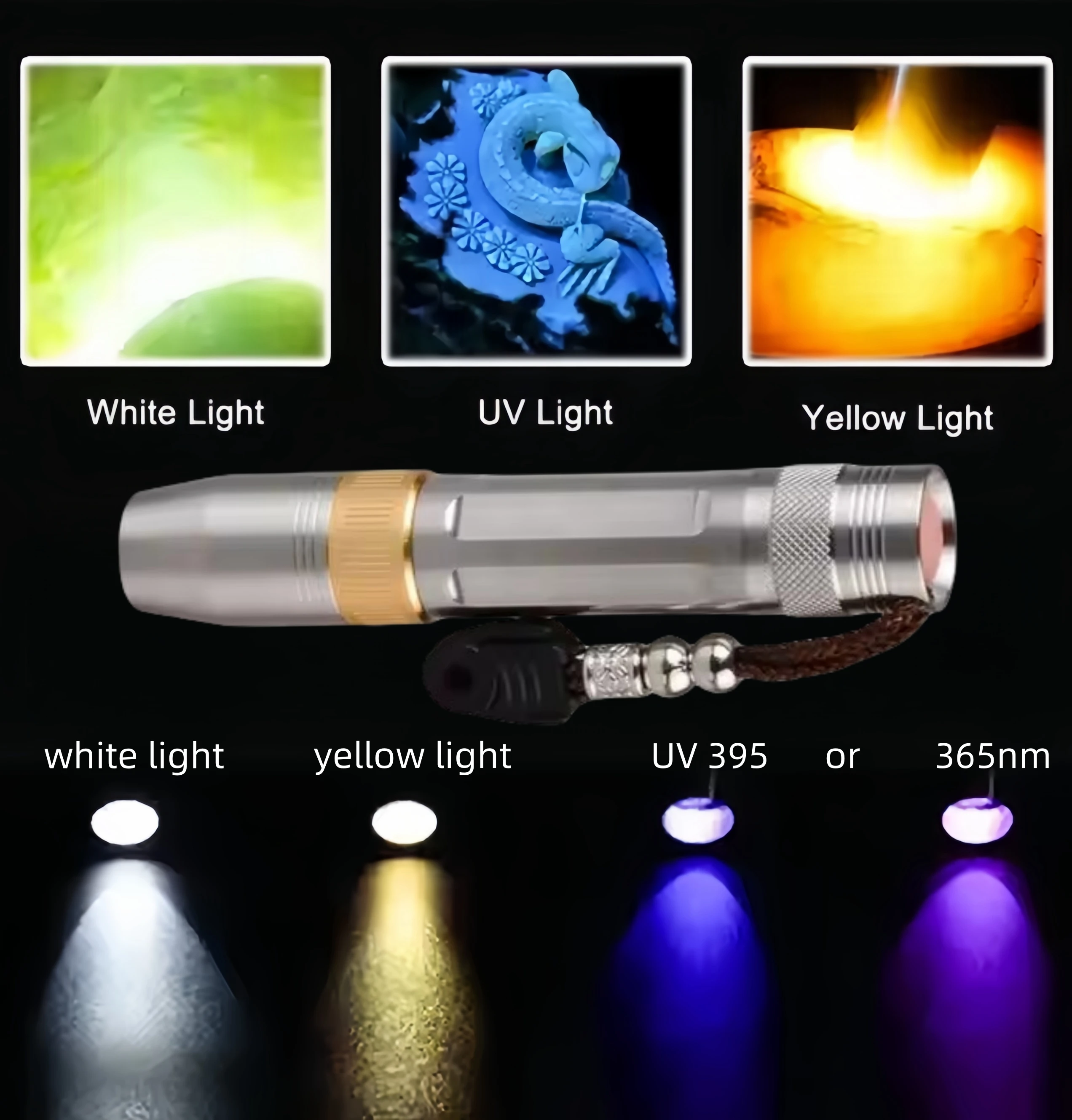 Portable Purple Light Fluorescent Agent Detection Torch Jewelry Jade Gem Testing Torch