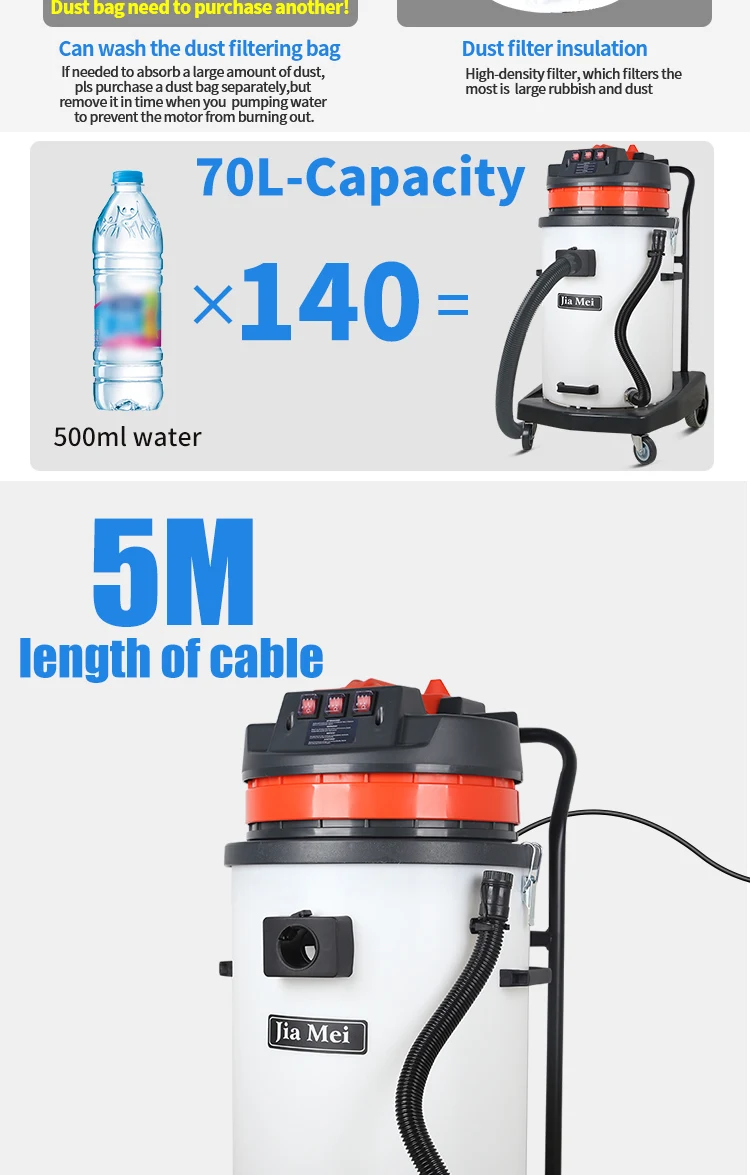 70l Red Commercial Car Wash Vacuum Cleaner Shopping Arcade Highpower