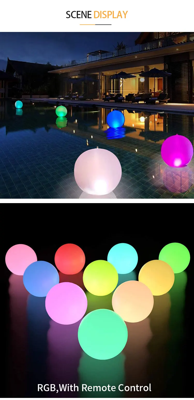 34cm Led Solar Powered Glow Globe Pvc White Blue Colorful Led Waterproof Floating Ball Pool