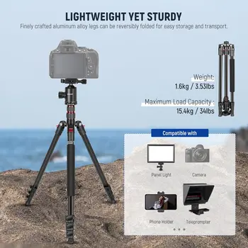 NEEWER 77 inch Camera Tripod Monopod for DSLR, Phone with 360° Panoramic Ball Head, 2 Axis Center Column, Arca Type QR Plate detail image