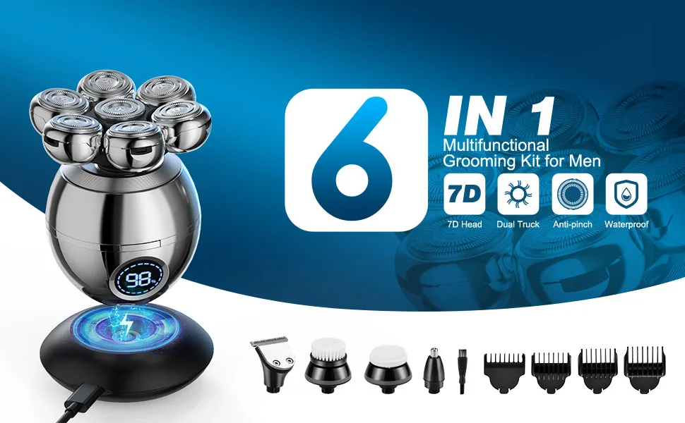 Rq8870 Wireless Charging 7d Bald Head Mens Electric Razor Grooming Kits
