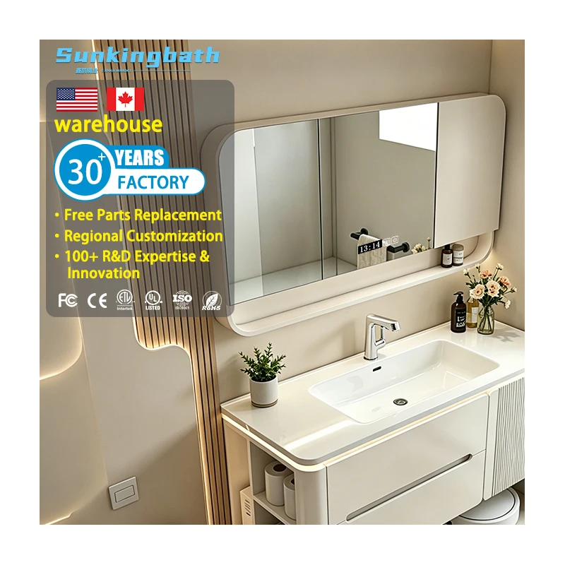Modern Smart Mirror Aluminum Bathroom Vanity Storage Solution Wall-Mounted Vanity Water Resistant Eco-Friendly Bathroom Cabinet