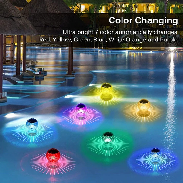Outdoor Solar Floating Pool Light Waterproof Ip68 Solar LED Swimming Pool Light Colors Changing Solar Pond Lights for Hot Tub