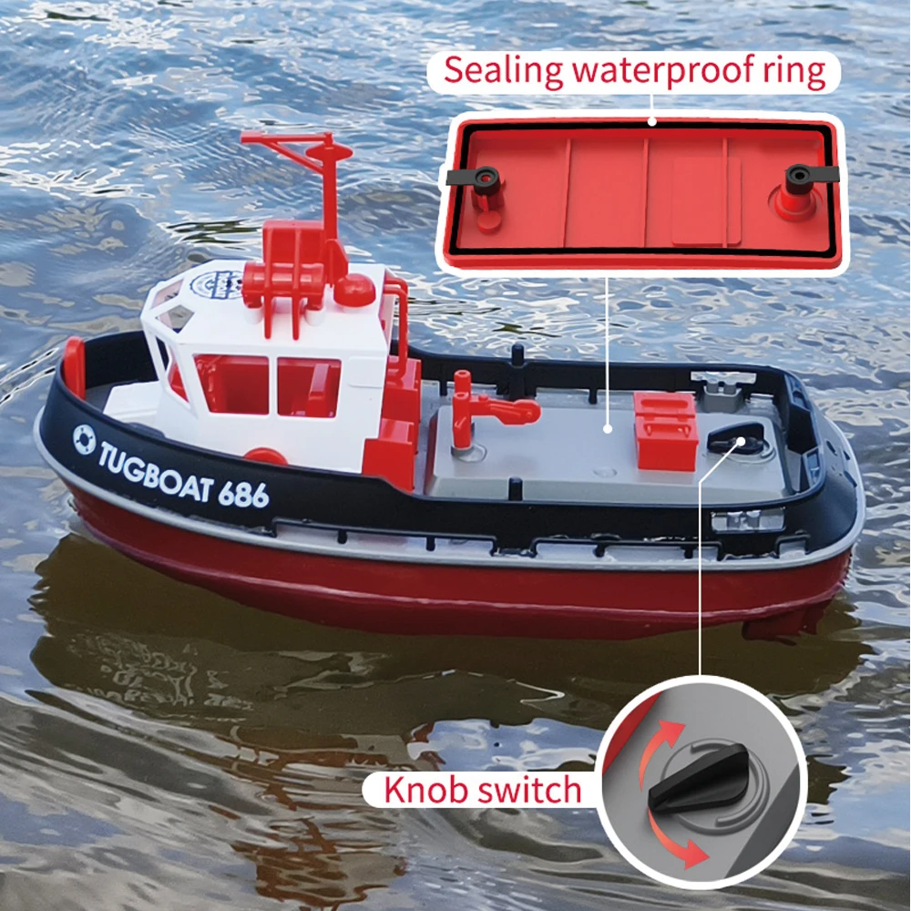 Remote Control Tugboat 1:72 Electric Boat Water Toy Charging Battery Operated Simulation RC Cargo Ship Model Toy