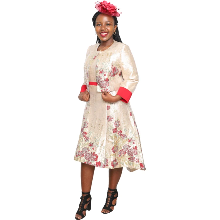 2022 Cheap Church Dresses For Black Women 2 Piece Skirt Set Elegant