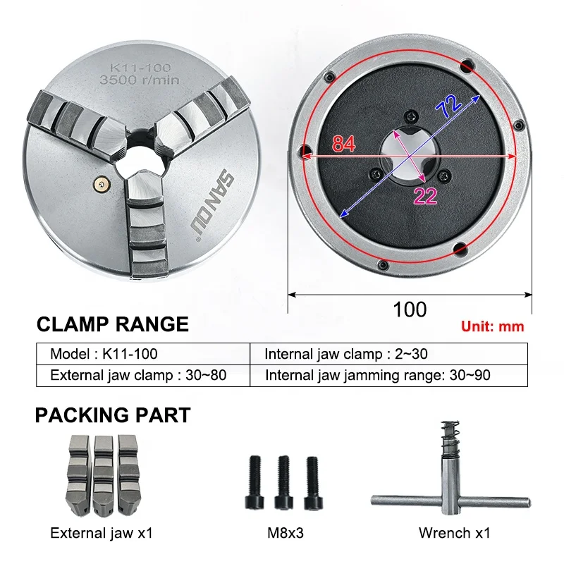 4インチ 4爪セルフセンタリングチャックセット 125mmチャック 4爪 5