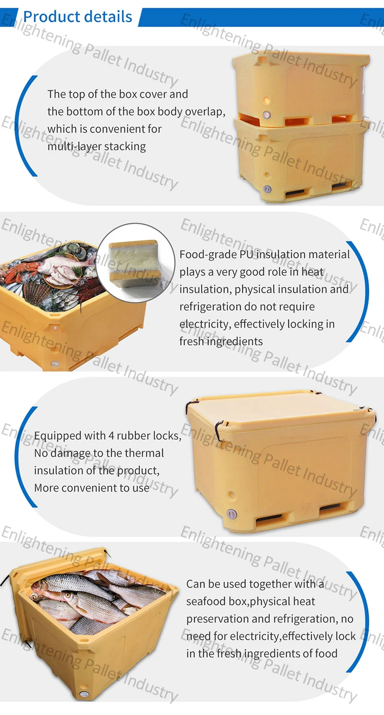 Heavy Duty 460l 660l 1000l Rotomold Large Lldpe Double Wall Insulated Fish Bin For Fish