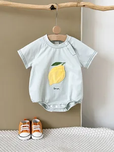 New Baby Jumpsuit Summer ODM Unisex Casual Style Short Sleeved Fruit Pattern Knit Material Cute Baby Clothes