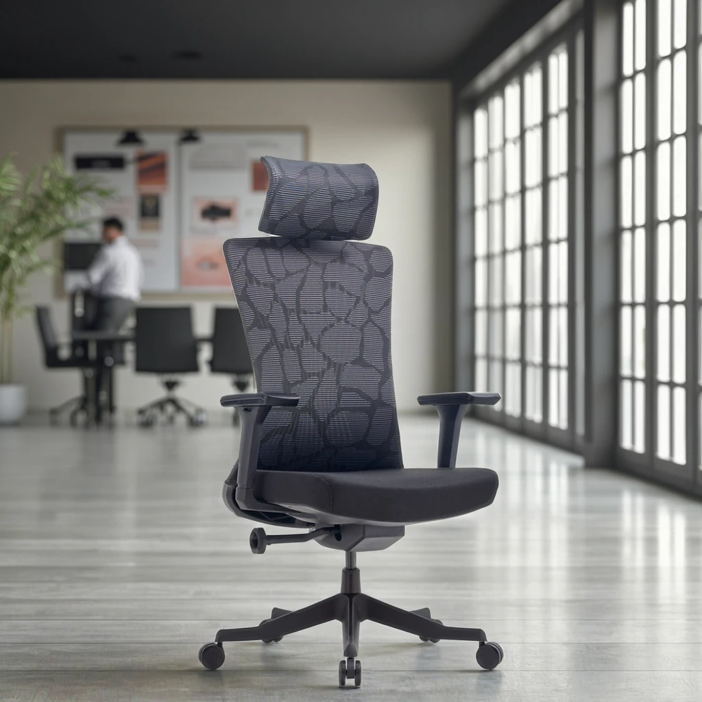 Map Texture Breathable Mesh Chair 2D Adjustable Headrest Lexus Inspired Design Ergonomic Support System 3
