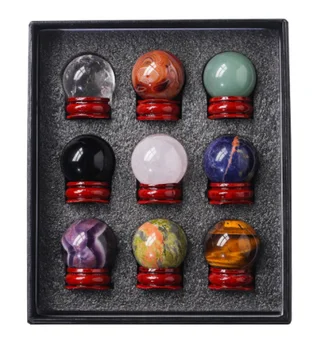 Wholesale Crystals Healing Stones Quartz Jade Agate Amethyst Sphere Chakra Crystal Ball Set Gift Box Natural Crystal Diamond