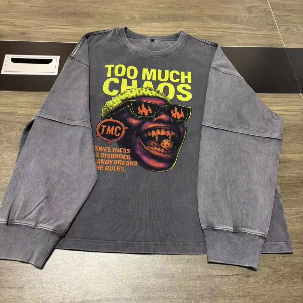 2025 New Men's Personalized Graffiti Print Long Sleeve T-Shirt Breathable Loose Crew Neck O-Neck Digital Printing Knitted Fabric