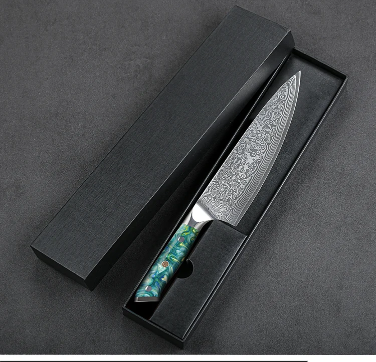 8 Inch VG-10 Damascus Steel Chef Knife with the Finest Resin Handle