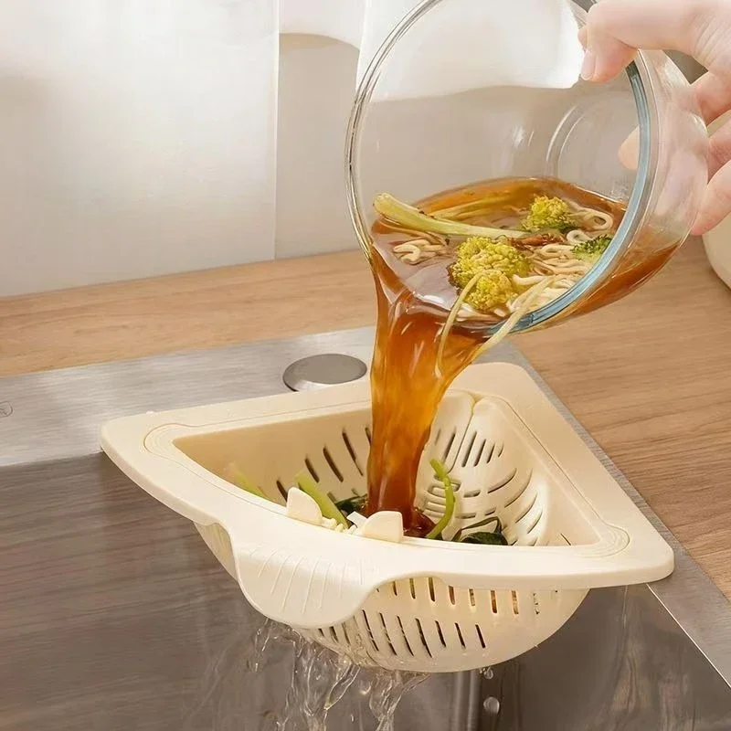 Plastic Kitchen Sink Filter Drainage Basket with Dry/Wet Separation Magnetic Drainage Hanging Vegetable Washing Function